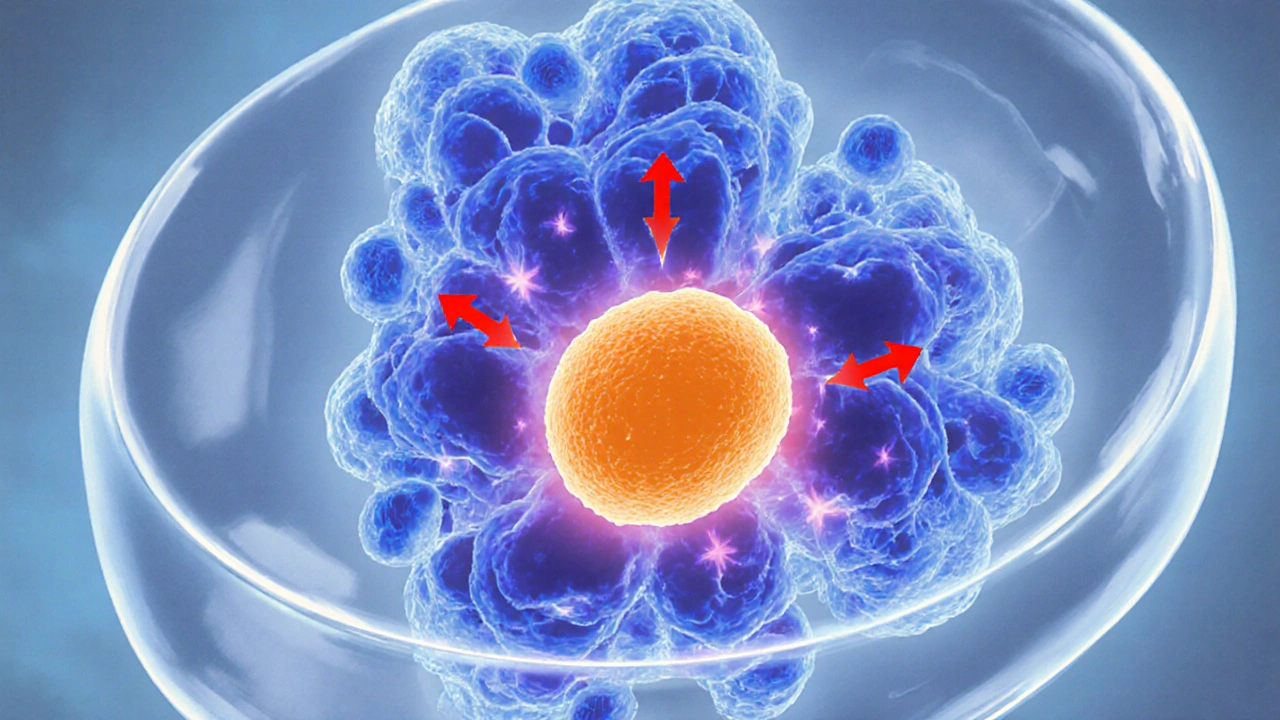 Illustration showing Ponstel blocking COX enzymes inside a cell.