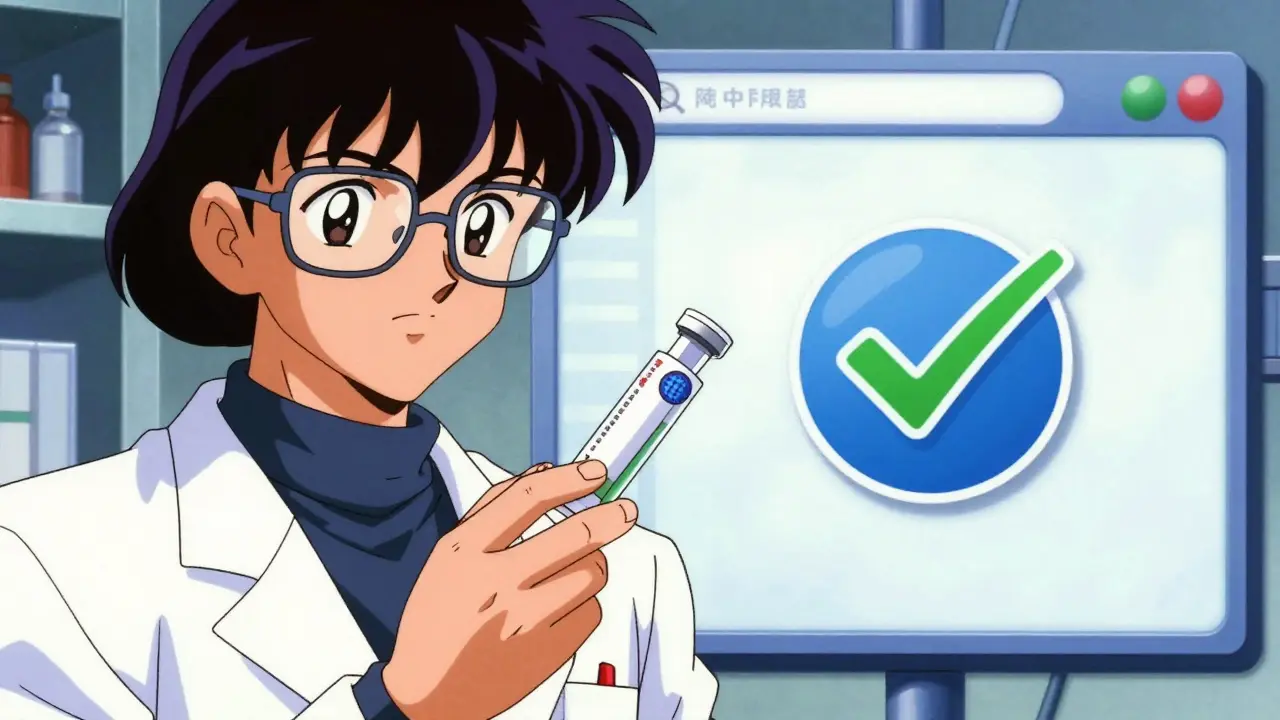 A pharmacist and a secure online pharmacy interface